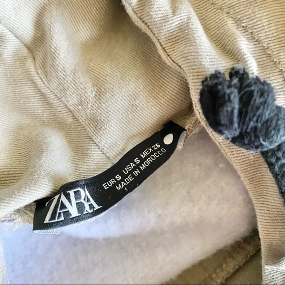 ZARA Women's Size Small Grey Contrast Hoodie Pullover Sweatshirt Cropped Boxy S - Picture 6 of 10